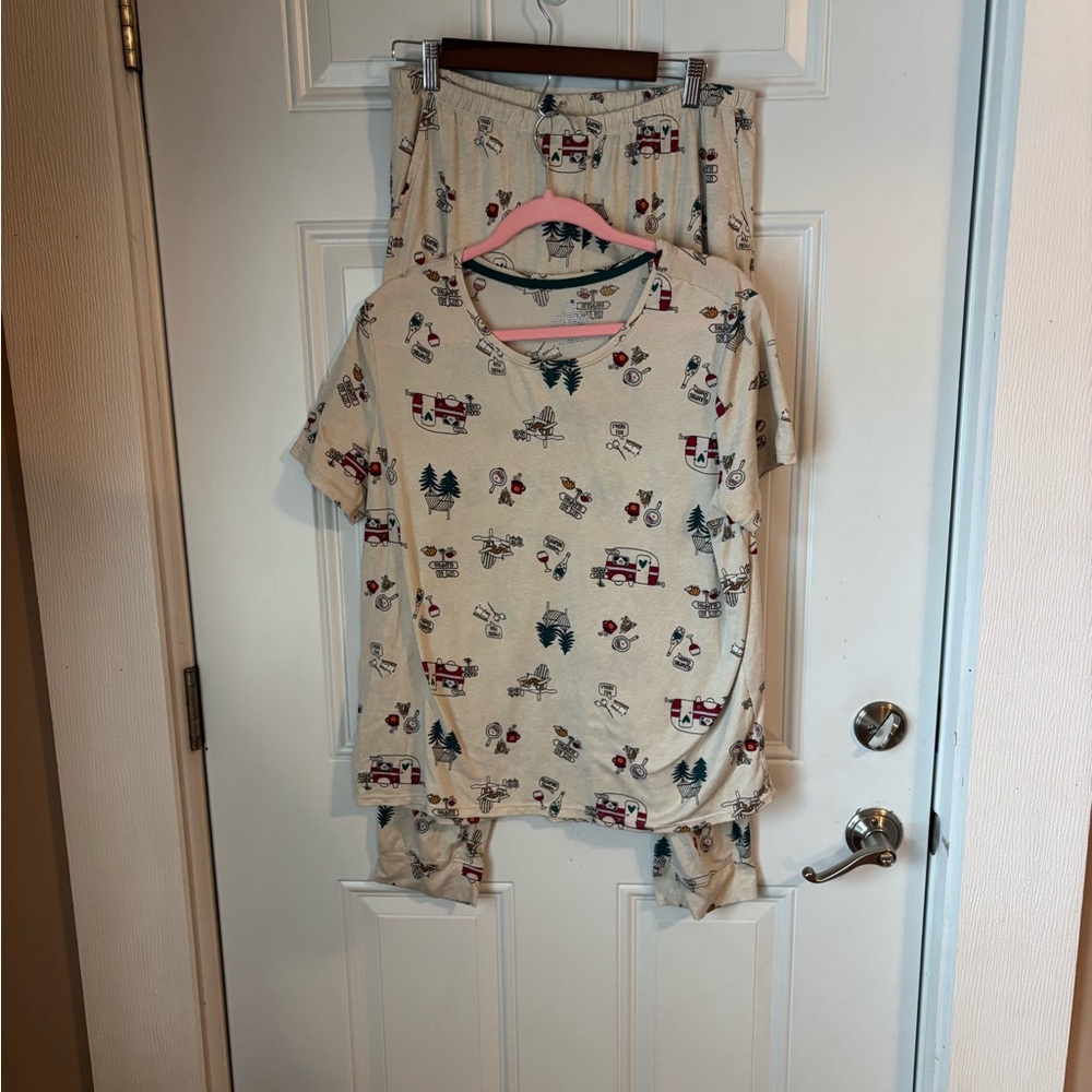 Secret Treasures Cream Pajama Set with Fun Print